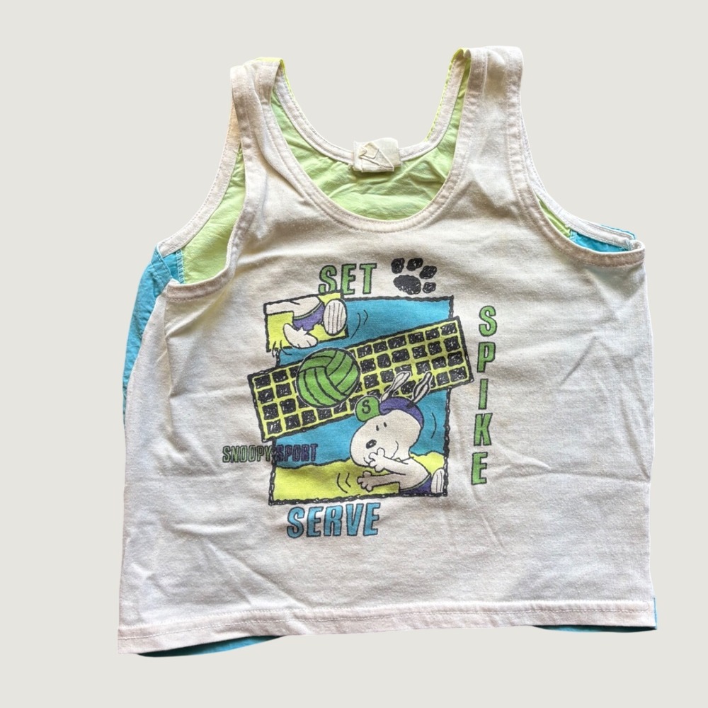 Vintage 80's 90's Snoopy Peanuts Charlie Brown Volleyball Singlet Tank Top 4T